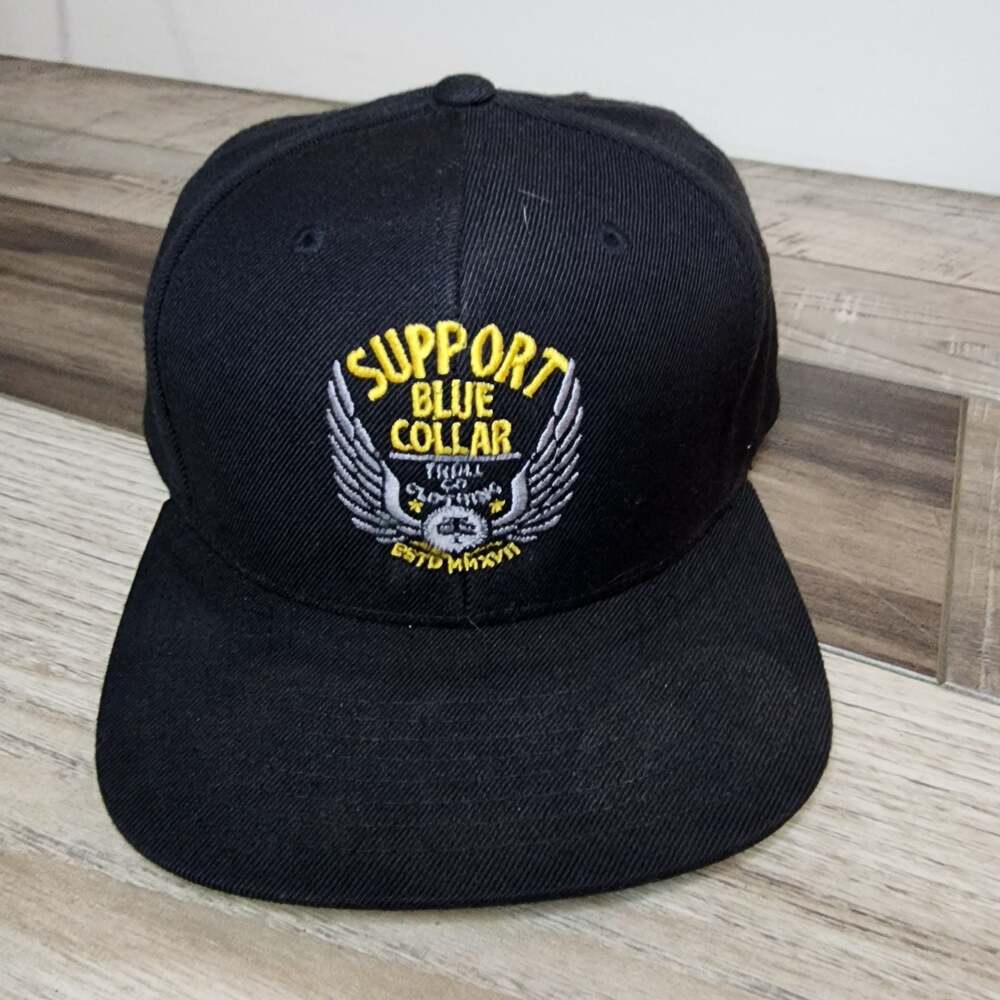 Troll Co. Clothing Support Blue Collar Eagle Wing Snapback Hat Black